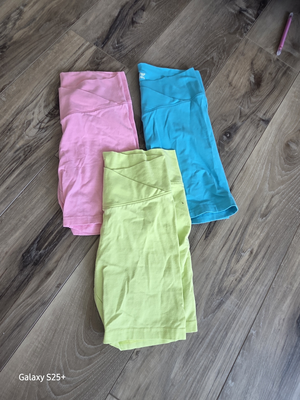 Set of Three Kid's Active Shorts - Pink, Aqua, Lime